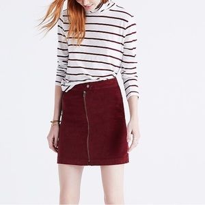 Madewell Studio Zip Burgundy Velvet A-Line Mini Skirt - 0